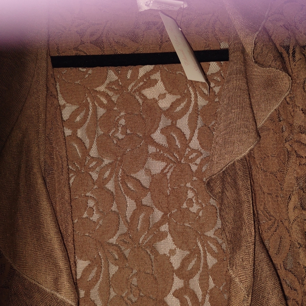 Women's Lace  Paisley Vine cardigan, XL Brown color